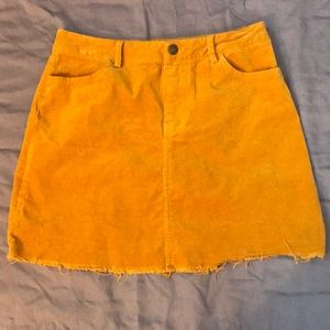 Dark Mustard Yellow Suede Skirt
